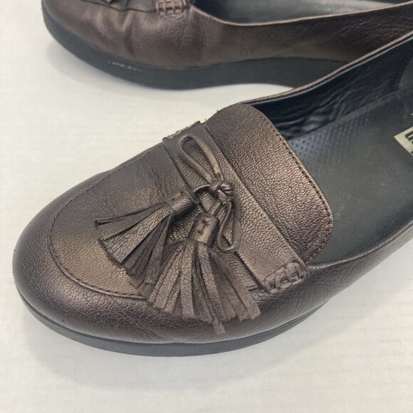 FitFlop Leather Tassel Loafers Shoes Womens Size 11 Brown Comfort Slip On Comfy - Picture 2 of 12
